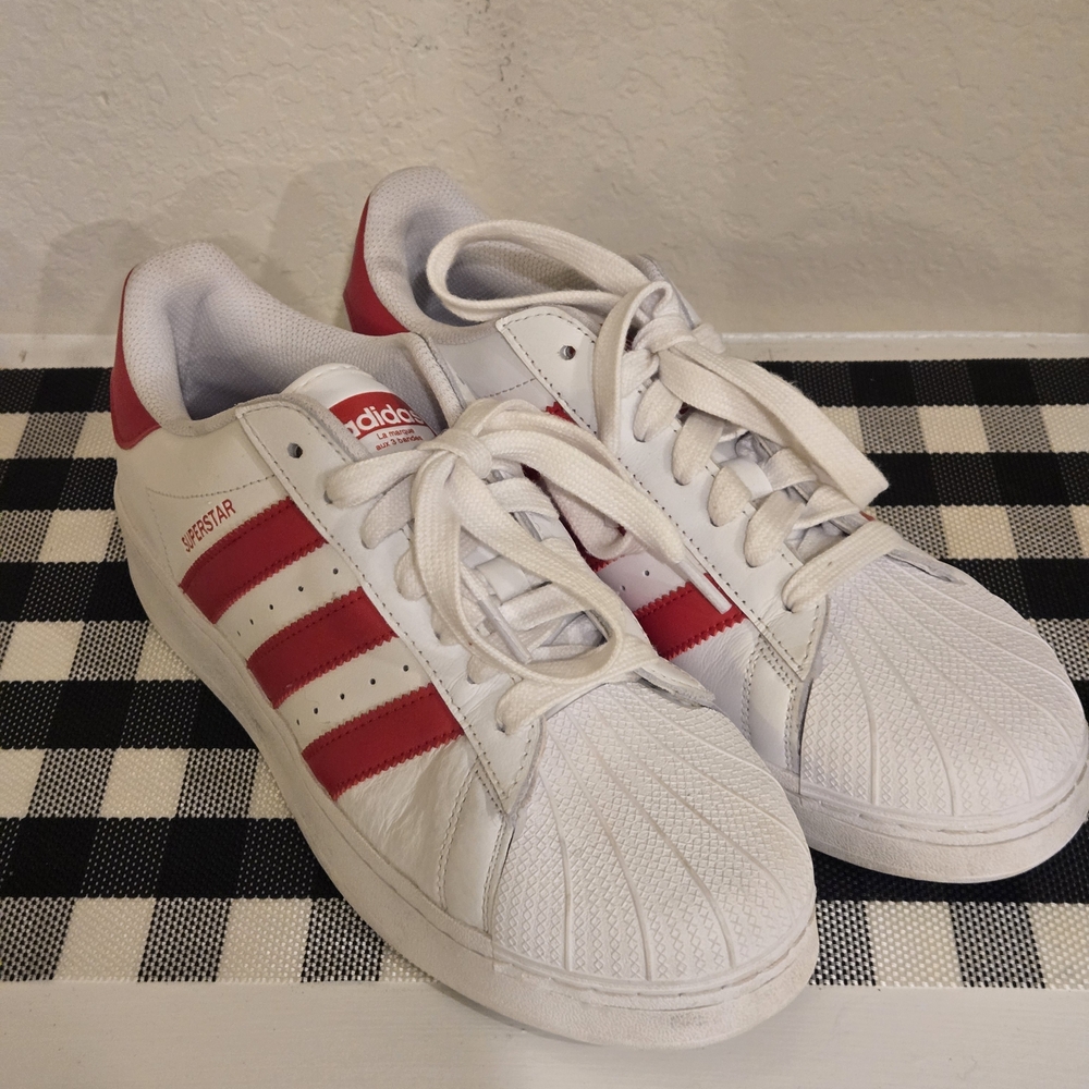 adidas Women's White Sneakers with Red Stripes